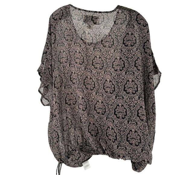 Brochu Walker Silk Blouse Size M Bohemian Relaxed Fit Dolman Sleeve Layered Top - Picture 2 of 7